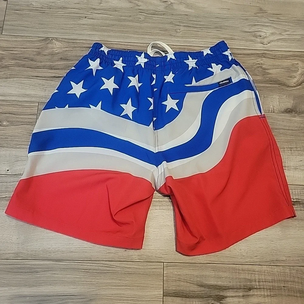 Chubbies Swim Trunks Mens XSM Red White Blue American Flag Mesh Lining NEW $69.5